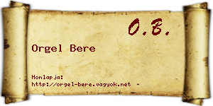 Orgel Bere névjegykártya